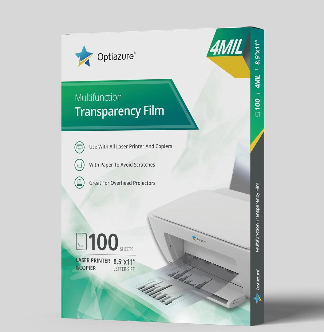 Transparency Film, Overhead Projector Film for Laser Jet Printer and Copier, Letter Size 100Pack Sheets, Office and School Supplies