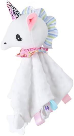 Baby Security Blanket  Ultra-Soft Lovey Blanket for Newborns & Toddlers, Calming Snuggle Buddy with Adorable Animal Design  Machine Washable, Ideal (Unicorn-White)
