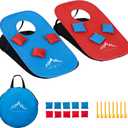 Himal Collapsible Portable Cornhole Game Boards 10 Bean Bags Cornhole Set Tic Tac Toe Game 2 Games on 1 Board (2 x 1-feet)