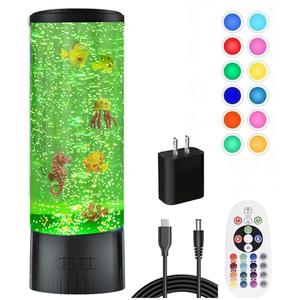 Desktop Sensory Bubble Tube Lamp with Artificial Fish - Autism Anxiety Relief Night Light, Color Changing Bubble Tube for Relaxation - Aquarium Mood Light Gift for Kids Adults, Home Office Decor