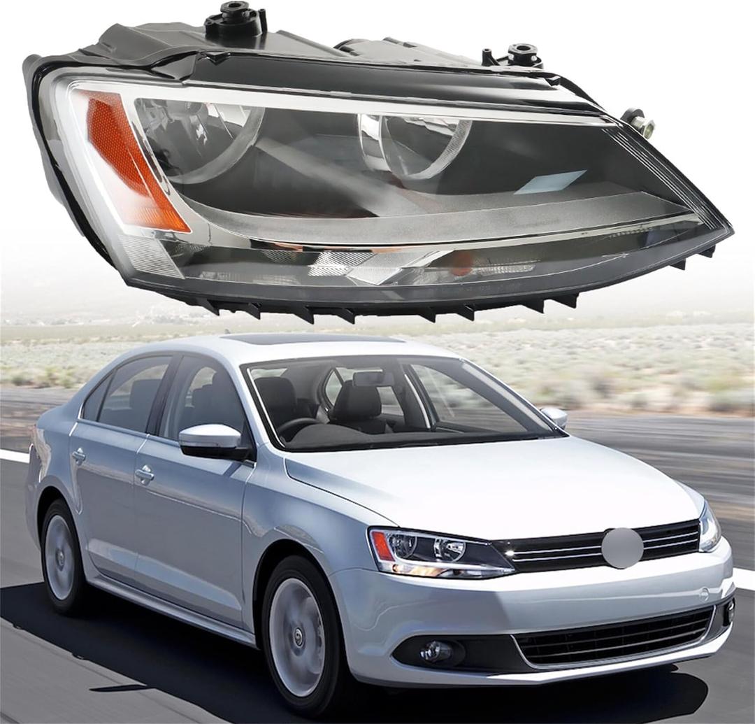 Labwork Headlight Assembly Replacement for Jetta 2011-2018 Halogen Model Headlight Headlamp Right Set Passenger Side