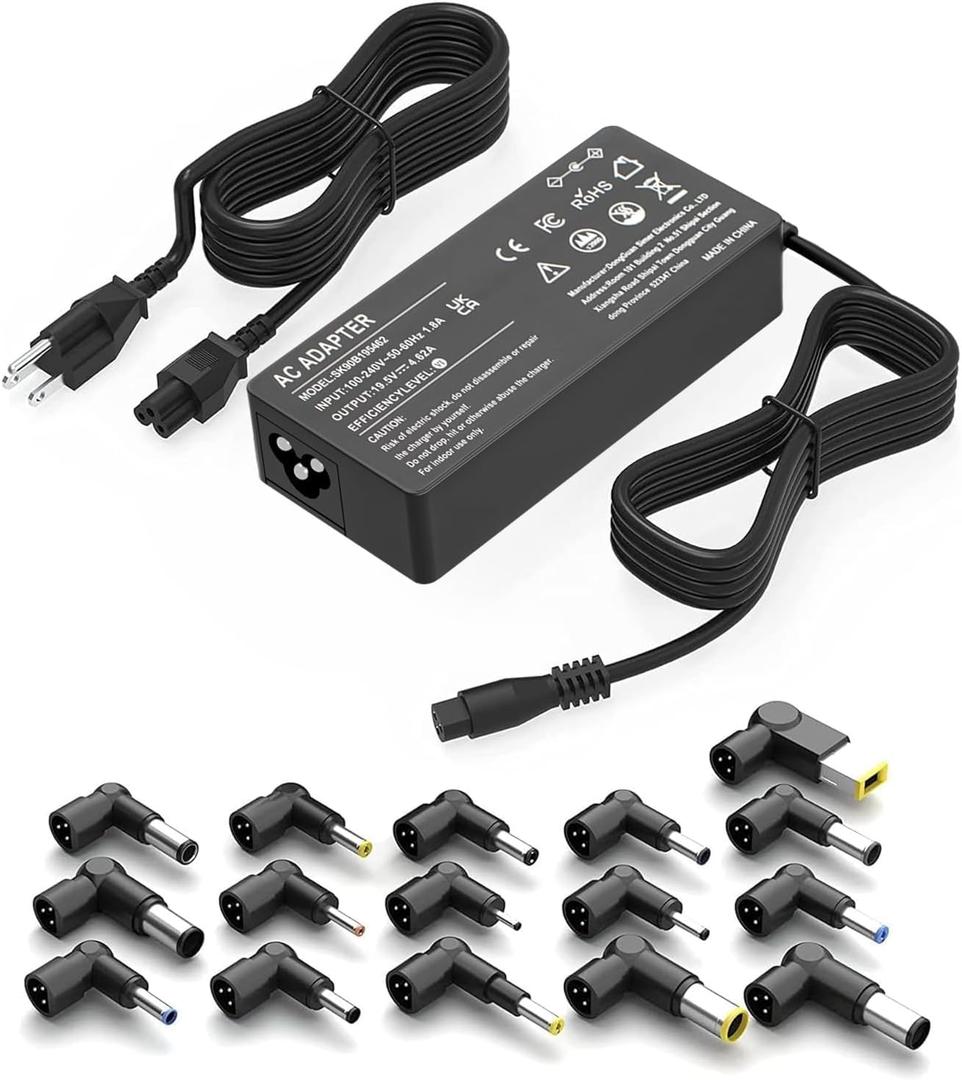 90W Universal AC Adapter Laptop Charger Compatible with Dell HP Acer Asus Lenovo IBM Sony Fujitsu Gateway Notebook Ultrabook Chromebook Power Supply Cord with 16 Tips