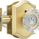 Haidms Gold Glass Door Knob Crystal Door Knobs Interior, Vintage Privacy Door Lock for Bed Bath, Clear Diamond Glass with Heavy Duty (1 Pack)