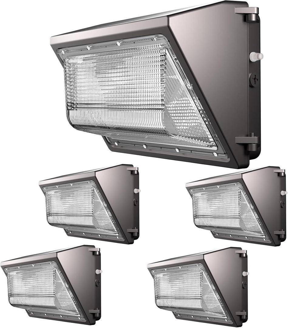 200W Wall Pack Lights Outdoor Led, 100-277V Dusk to Dawn Photocell, 30000Lm 5000K IP65, 60ft Dia Coverage Area,Commercial Exterior Lighting for Warehouse,Building,ETL(15~30ft Height) - 4Pack