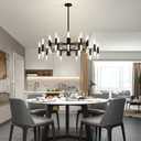KELUOLY Large Modern Black Chandelier, 40-Light Farmhouse Candle Industrial Round Chandeliers, 39.3" Dining Room Lighting Fixtures Hanging, Metal Pendant Light for Living Room, Foyer, Bedroom,G9 Base