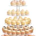 Cupcake Stand for 80 cupcakes, Acrylic, Large, Round, 6 Tier, Easy Assembly, Clear, for Wedding,Birthday, Party, Baby Shower