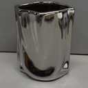 Ceramic Silver Flower Vase, Crinkle Paper Shape, Metal Decorative Home Accent (Large)