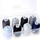 New brothread - 18 Options - Multi-Purpose 100% Mercerized Cotton Thread 50S/3 600M Each Spool for Quilting, Serger, Sewing and Embroidery - 8xMonochrome with Clear Plastic Storage Box