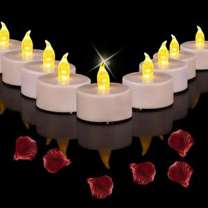 Battery Operated Led Tea Lights Candles:50 Pack Flameless Electric Fake Candle, Realistic and Bright Flickering Votive Tealights, Long Lasting 200+Hours,for Wedding,Party,Home Decoration (Warm Yellow)