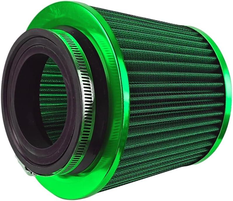 Car Clamp-On Air Intake Filter, 3 In 3.5 In 4 In Round Tapered Vehicle Cone Air Filters, High-Performance  Washable Auto Replacement Intake Filtering Accessories, Universal Fit (Green)