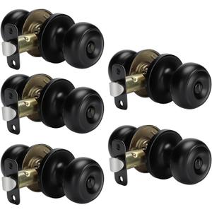 Haidms 5 Pack Black Door Knobs, Interior Door knobs, Privacy Door Knob for Bedroom or Bathroom, Matte Black Door Knobs