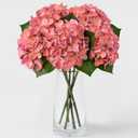 ZYTUYO 5PCS Coral Peach Hydrangea Artificial Flowers Small Fake Latex Real Touch Hydrangeas Flowers with Stems Faux Silk Bouquet for Home Decor Table Wedding Party Outdoor Centerpieces