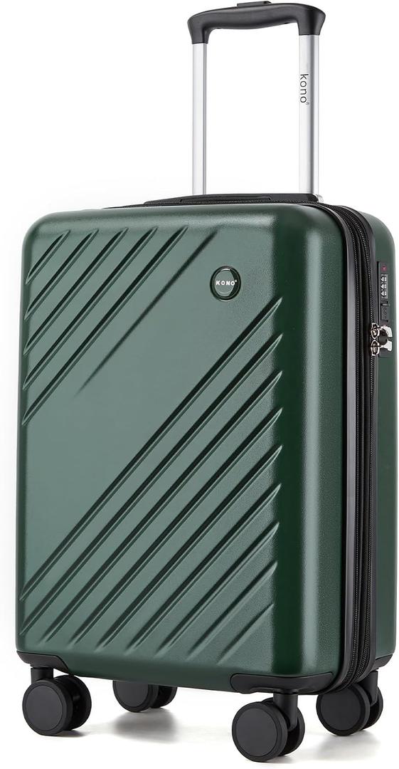 Kono 20in Carry On luggage with Expandable Layer Lightweight ABS+PC Green