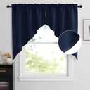 NICETOWN Valances and Tiers for Bathroom, Kitchen Farmhouse Style Short Curtain Shade Privacy Room Darkening Window Dressing Casual Weave Curtain Drapes, 2 Panels, W36 x L45, Navy
