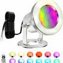 LED Pond Lights with Remote Control, 6W SS316 Stainless Steel RGB Underwater Fountain Light IP68 Waterproof Outdoor Underwater Lights for Pond Waterfall (1)