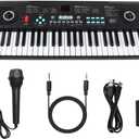 61 Keys Piano Keyboard with Built-in Speaker & Microphone, Beginner-Friendly Portable Electronic Digital Piano with Teaching Features, Ideal Gift for Aspiring Musicians (Black)