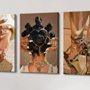 Black Woman Canvas Wall Art Set of 3 Fashion African American Black Female Wall Decor Pictures Black Girl Posters Prints for Living Room Bedroom Decoration 16x24in