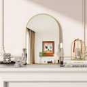 Arched Wall Mirror, 20 x 30 inch Arch Bathroom Mirror, Wall Mounted Vanity Mirror with Arch Metal Frame, Modern Bathroom Vanity Mirror for Bedroom, Living Room, Hanging or Leaning, Gold (30"L x 20"W)