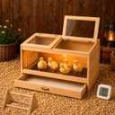 Wooden Brooder Box for Chicks, Ducklings & Quail Chick House
Solid NZ Pine Brooder Box, 31.5×15.75×15.75 in, Thermometer & Chick Perch, Clear Acrylic, Pull Drawer, Dual Vents for Poultry