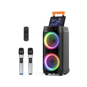 JYX Karaoke Machine, Big Bluetooth Party Speaker with LED Disco Light, Support TWS/USB/AUX/TF Card Input, Perfect for Outdoor Home Party Stage Subwoofers (No Rollers--No Mic)