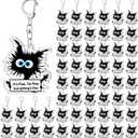 Ferreve 100 Pcs Funny Black Cat Keychains Employees Appreciation Gifts Bulk Its Fine Everythings Fine for Vet Cat Lovers Coworkers