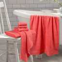 GLAMBURG 100% Cotton Ultra Soft 6 Pack Towel Set, Contains 2 Bath Towels 28x55 Inches, 2 Hand Towels 16x24 Inches & 2 Wash Coths 12x12 Inches, Compact Absorbent Lightweight & Quickdry - Coral Orange