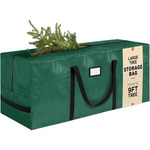 Heavy Duty Christmas Tree Storage Bag  9 Ft Artificial Christmas Tree Bag - Heavy-Duty Waterproof Material with Reinforced Handles - Full-Length Zipper for Easy Access, (Green)