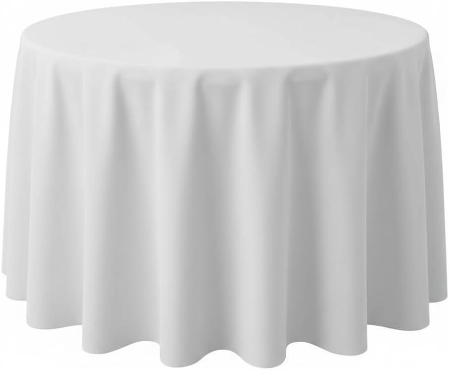 Surmente White Tablecloth for Round Tables, 108-inch Round Table Cloths for Weddings, Banquets, or Restaurants