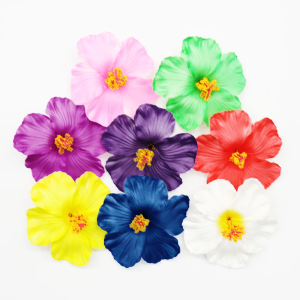 PATIKIL Hawaiian Hibiscus Flowers, 10 Pack Artificial Flowers Hair Clip DIY Foam Hibiscus Flower for Tabletop Decoration Party Favors Supplies, White/Black
