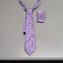Alizeal Mens 3.15inches Rose Flower Pattern Tie with Floral Printed Pocket Square Set (145-Pink+Light Blue)