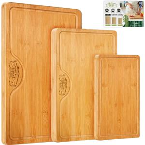 Totally Bamboo Cutting Boards for Kitchen - Bamboo Cutting Board Set with Juice Grooves, Non Toxin Cutting Boards, Chopping Boards, Charcuterie Boards, Serving Boards, Max Size 15" x 10"