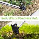 PIMEKOY Weed Puller Tool with Long Handle, Hoe Garden Tool Weeding Rake Combo for Uprooting, Garden Hoe, Weed Remover Manual Hand Weeder for Yard Flower Bed(Black)
