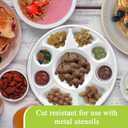 three leaf Bagasse Plates & Trays Heavy-Duty, Super Strong, Natural, Eco-Friendly, 100% Biodegradable - Round Plate - 9 Compartment - 200 CT