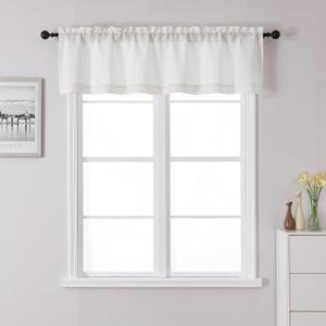 Chyhomenyc Blend Linen Valance for Windows, Light Filtering Blend Linen Textured Burlap Solid Small Short Valance for Kitchen Bathroom Laundry Basement, 60Wx14L inch, Natural, 1 Piece