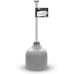 Korky Gray Toilet Plunger and Holder – Heavy Duty Compact Design – Fast Clog Removal – Easy to Clean - Made in USA