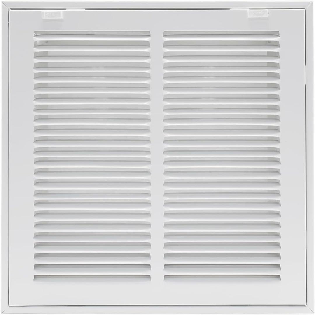 12"W x 12"H [Duct Opening Size] Steel Return Air Filter Grille - Removable Face/Door for 1 inch Filters -HVAC Vent Cover Grill - White [Outer Dimensions: 14 5/8"W X 14 5/8"H]
