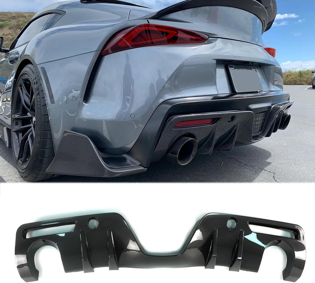 Rear Diffuser AG Style for Toyota Supra 2020-2024 A90 A91 Add-on Rear Lower Bumper Diffuser Lip Spoiler Splitter ABS Plastics (Carbon Fiber Paint)