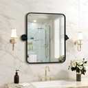 Besdomus Bathroom Pivot Wall Mirror: 20"x24" Black Tilting Beveled HD Glass