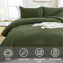 AveLom Dark Olive Green Seersucker King Comforter Set (104x90 inches), 3 Pieces-100% Soft Washed Microfiber Lightweight Comforter with 2 Pillowcases, All Season Down Alternative Bedding Set
