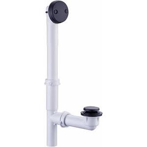 1-1/2" Bathtub Drain Kit Wellup Tubular Tip Toe Bath Waste Drain Kit, TouchToe Black Tub Drain Replacement Kit with Tip Toe Drain Stopper, PVC Plastic Pipe Tub Overflow Drain Cover, Matte Black