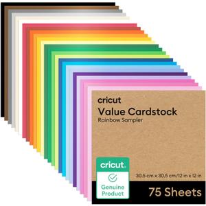 Cricut® Value Cardstock, Rainbow Sampler - 12 in x 12 in (75 Sheets)