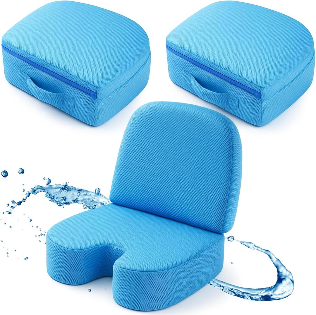 Yerliker 2 Pcs Foldable Hot Tub Booster Seat for Adults, Adjustable 2 Heights up to 6.3" Weighted Bath Seat with Non-slip Bottom 3D Air Mesh Hot Tub Accessories Quick Dry for Pool Spa Bathtub Swimming