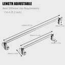 Towel Bar, Adjustable 14.4inch - 25.2inch Towel Rack, Self Adhesive & Wall Mounted for Bathroom Kitchen Hand Towel Holder Cloths Hanger 304 Stainless Steel Organizer Single Bar (2, Chrome)