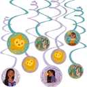 Amscan Spiral Decorations - 5" (12 Pcs) - Multicolor Cardstock & Foil Hanging Decors for Kids Birthday & Themed Parties, Wish
