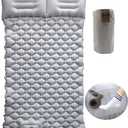 Sleeping Pad for Camping, Inflatable Sleeping Mat with Pillow, Camping Pad with Built-in Foot Pump, Lightweight Camping Mattress Pad for Car Camping, Backpacking, Tent and Hiking (Full (Grey))