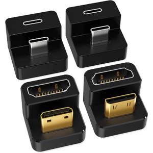 AGVEE 180 Degree Angled USB-C to USB-C Adapter and 2 Direction U-Shaped Mini HDMI to HDMI Converters, HDMI 2.0 4k@60HZ, Coupler Extender Extension for Portable Display Monitor, Black