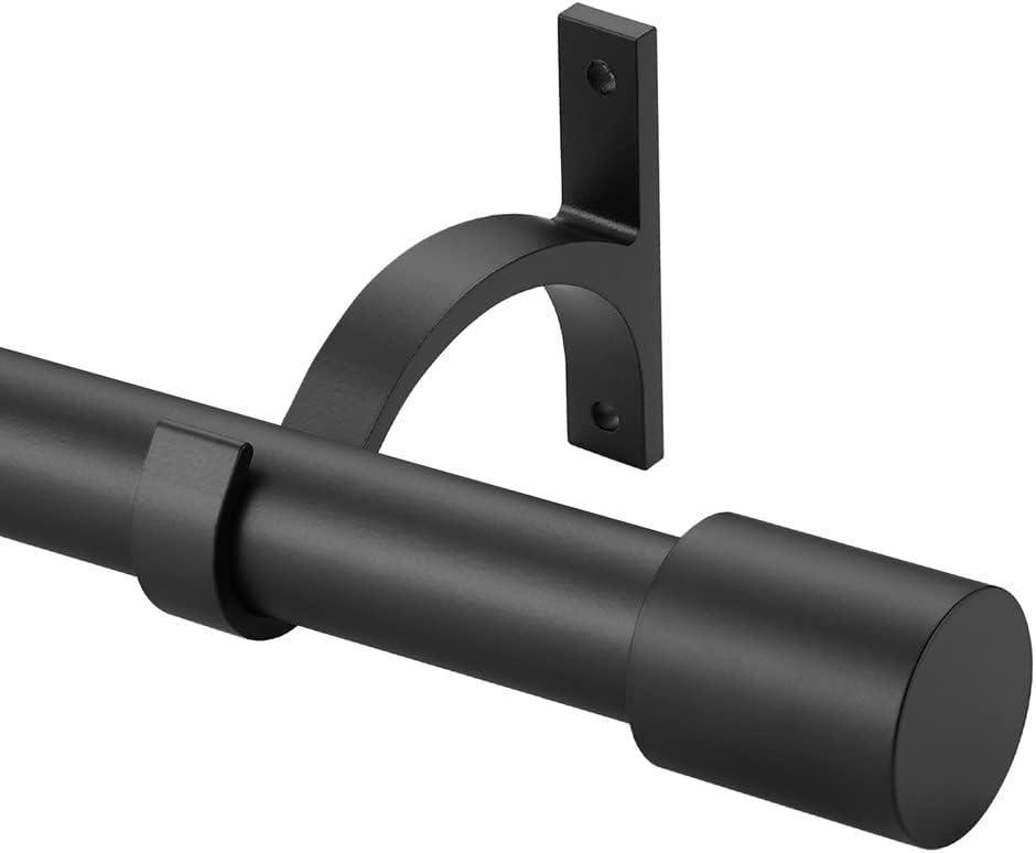 Matte Black Curtain Rods 28-149", Splicing Window Treatment With Cap Finials, Adjustable 1-Inch Telescoping Drapery Rod, Decorative (28-149", Matte Black)