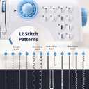Mini Sewing Machine for Beginners & Kids with Extension Table, Portable | 12 Built-in Stitch Patterns, 2-Speed Foot Pedal, Upgrade Sewing Kit, Perfect for Teaching Daughter & Grandaughter to Sew