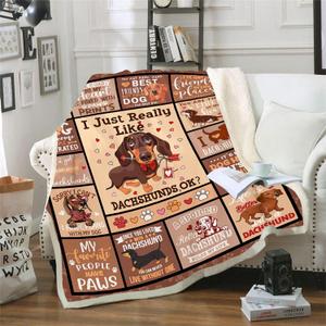 Dachshund Lovers' Soft Throw Blanket, Cute Weiner Dog Design, 60'x50'