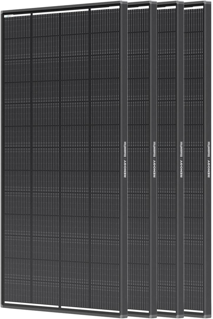 Renogy ShadowFlux Solar Panels, N-Type Anti-Shading Panels for 12V/24V Systems with 25% High-Efficiency PV Modules, 200W 4-Pack ShadowFlux N-Type Panels